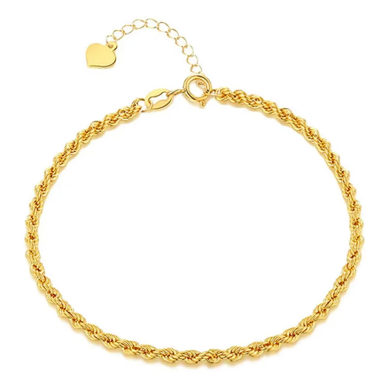 Authentic Real 18K Gold AU750 Twisted Bracelet Exquisite Delicate Gift Classic Present For Women Adjustable Fine Jewelry