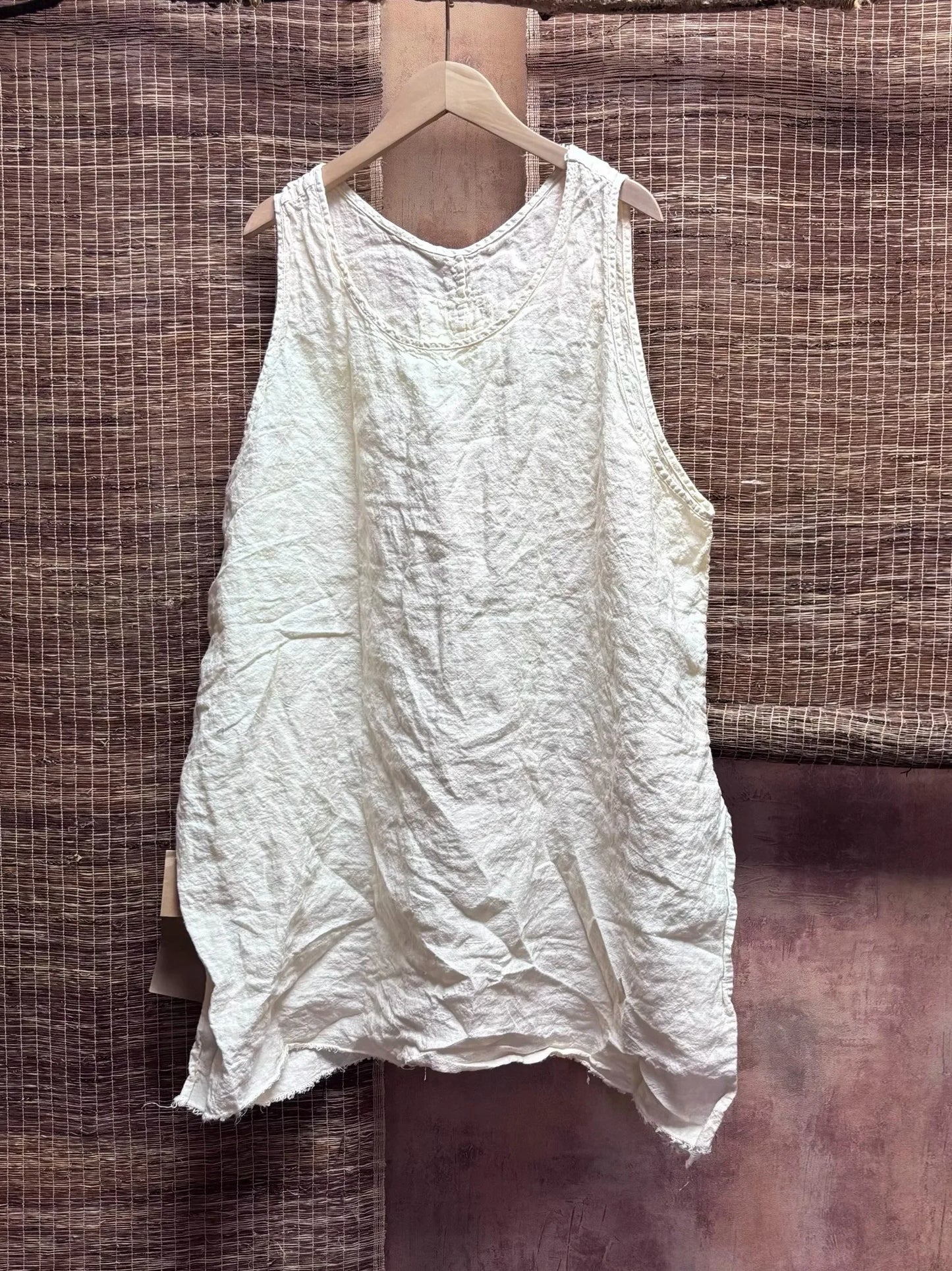 New Arrival Summer Arts Style Women Sleeveless Loose Casual Tank Tops Good Quality Linen Vintage Solid Long Tank Top Femme H165