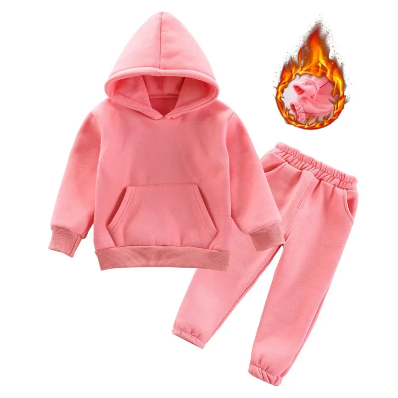 New Autumn Winter Fashion Baby Girls Clothes Children Boys Thicken Hoodies Pants 2Pcs/Set Toddler Sports Costume Kids Tracksuits