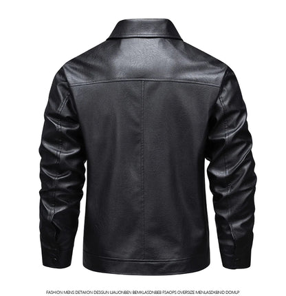 2025 new spring and autumn men's turn-down collar leather jacket men casual coat men's top windproof Loose fit trendy jacket
