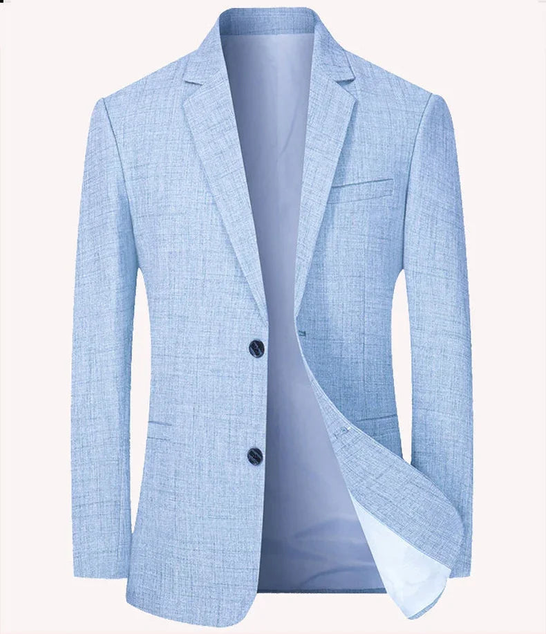 Brand Middle Aged Men Blazers Jacket 2026 Spring Autumn Two Buttons Business Casual Blazer Male Minimalist Mans Clothing