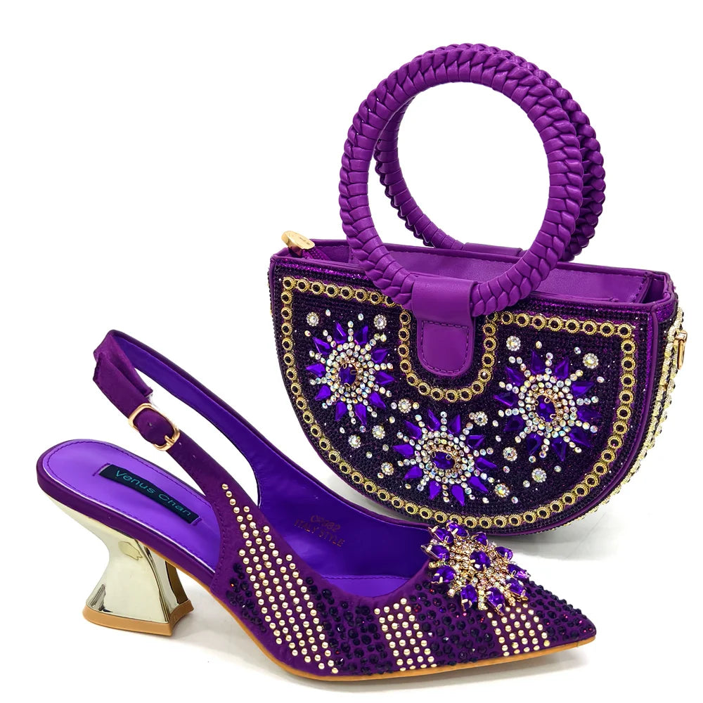 Elegant Women's Shoes and Bag Sets Wedding Party Bags and Shoes Comfortable Mid Heel Shoes Commuting Shoes for Women