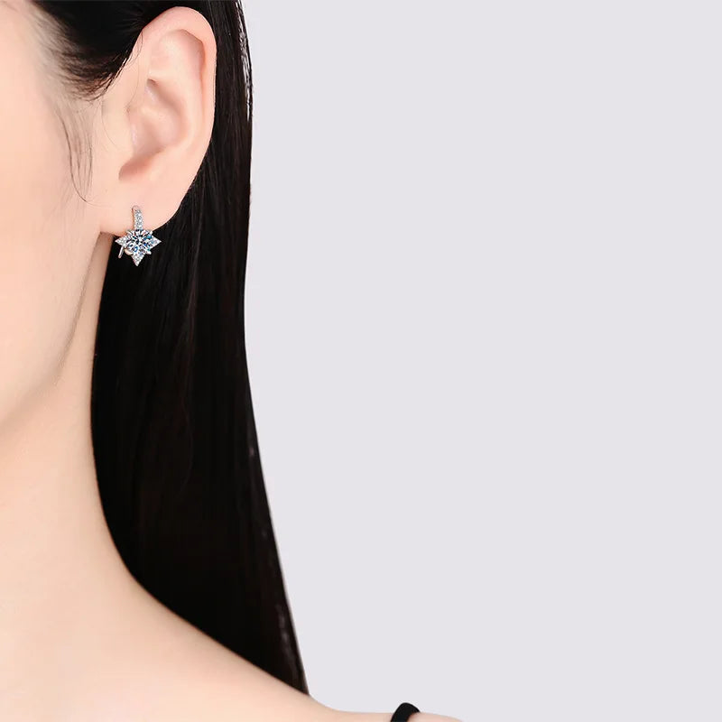 Trendy D Color 0.5-1CT Moissanite Stud Earrings For Women S925 Sterling Silver Diamond Stud Earring Ear Hook Fine Jewelry