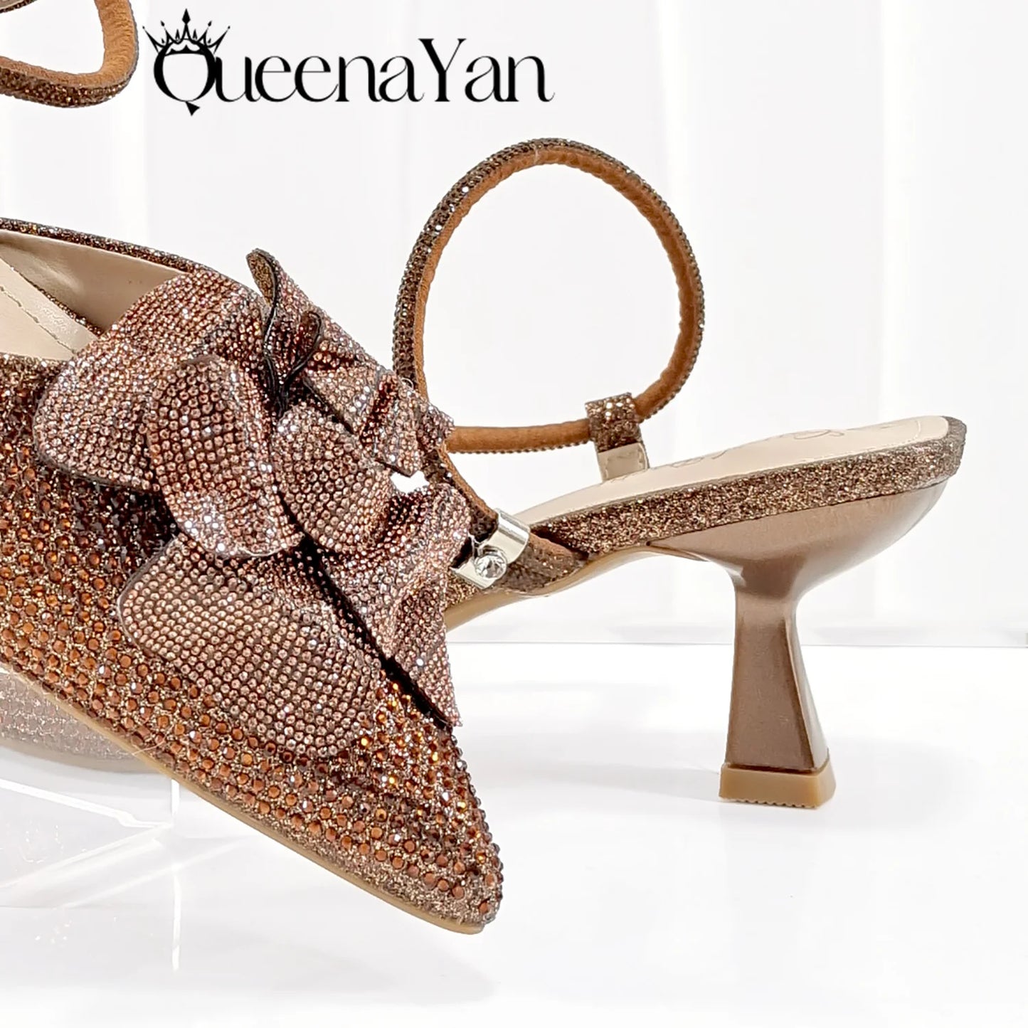 2025 Large Flower Design Shoes & Bag Nigerian Coffee Color Women's Stiletto Shoes For Special Good Time INS Style