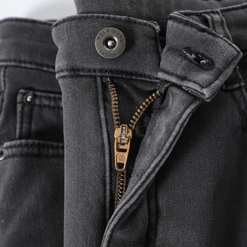 New Women Thick Velvet Jeans Fleece Warm Korean Fashion High Waist Skinny Elastic Pants Jean Casual Legging Winter 2023