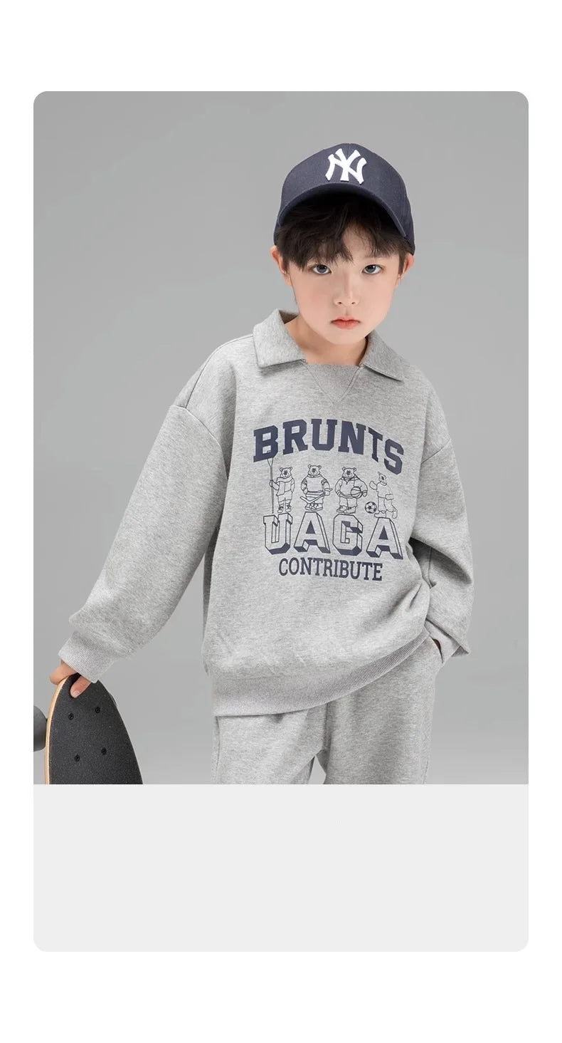 Spring Autumn Girls Boys Alphabet Workout Preppy Sweatshirt+Sweatpant School Kids Tracksuit Child 2PCS Outfit Jogger Set 3-14Yrs