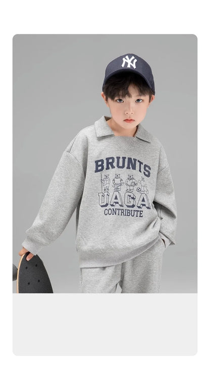 Spring Autumn Girls Boys Alphabet Workout Preppy Sweatshirt+Sweatpant School Kids Tracksuit Child 2PCS Outfit Jogger Set 3-14Yrs