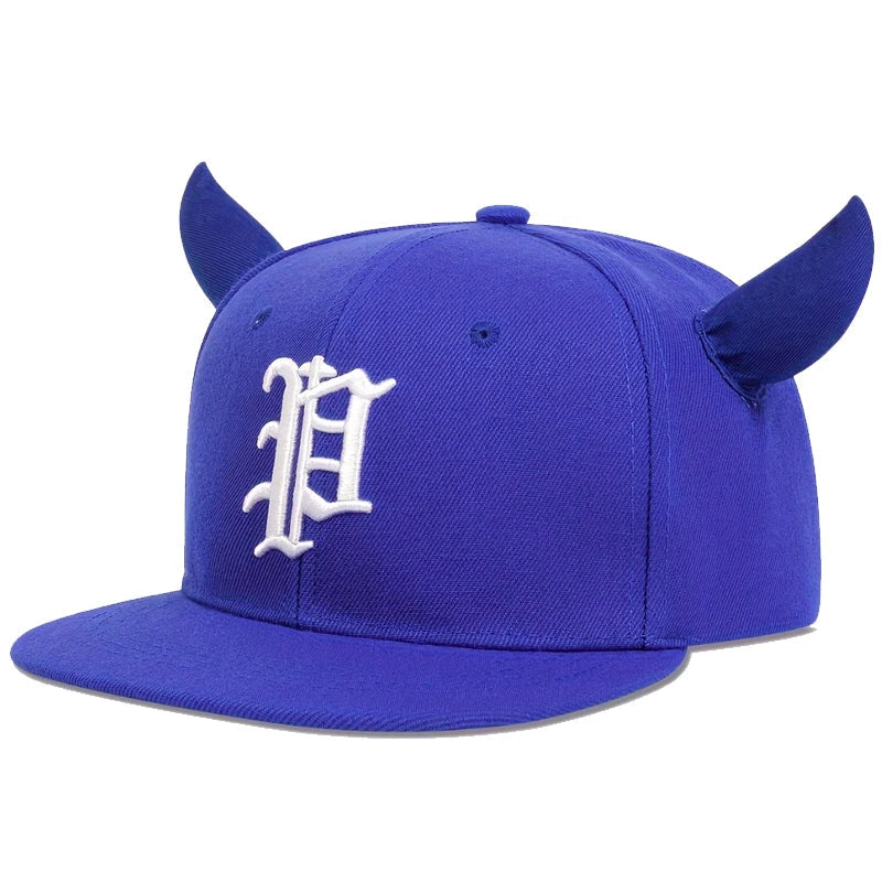 Unisex Personality P Letter Embroidery Ox Horn Hip-hop Hats Outdoor Adjustable Casual Baseball Caps Sunscreen Hat