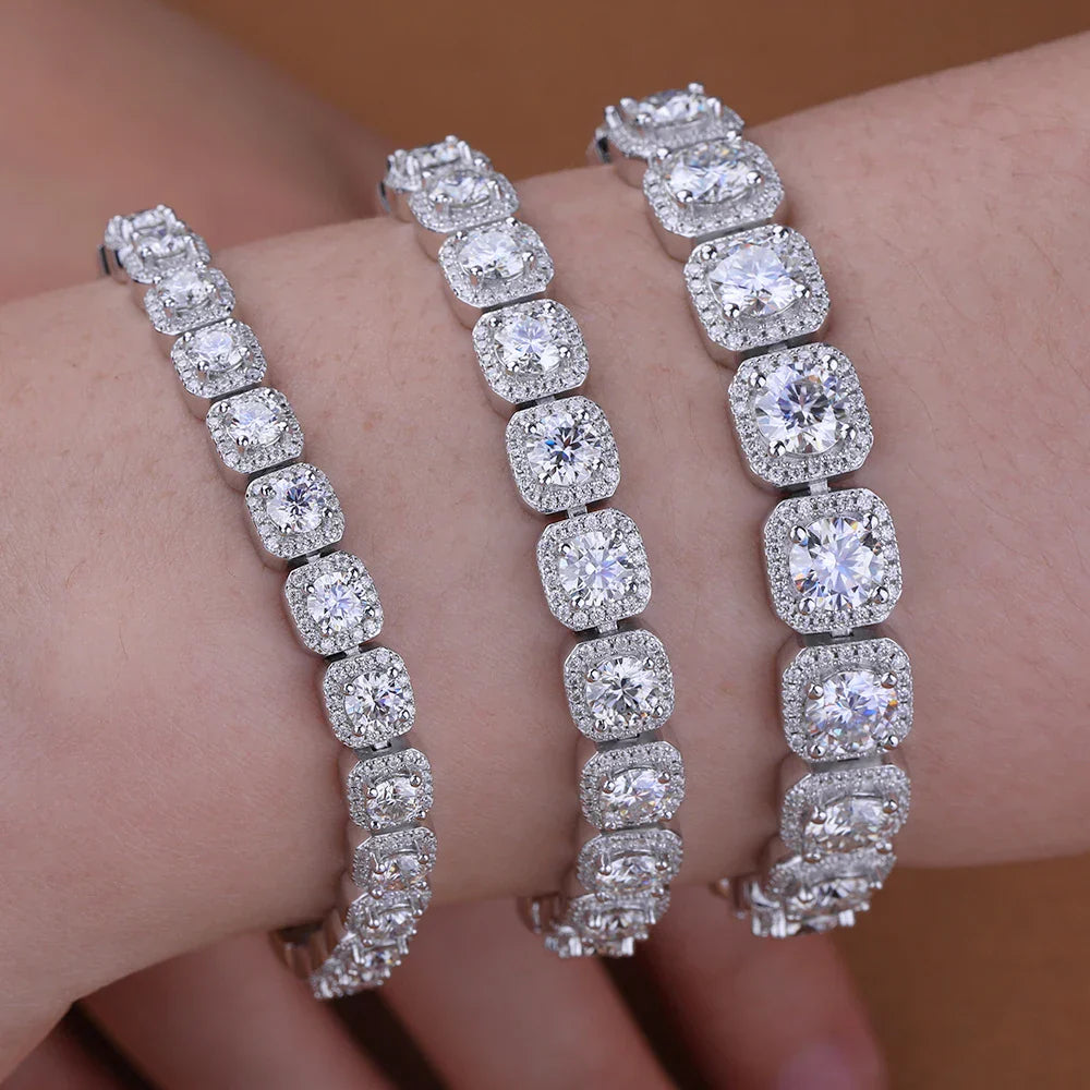 Luxury Full Moissanite Bracelets S925 Silver GRA Certified Lab Diamond Hand Chain for Women Men Wedding Fine Jewelry Gifts