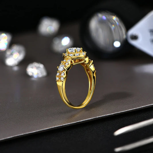 Bagues de Moissanite taille ovale 1.5ct pour femme, demi-bande de diamants, en argent sterling S925, cadeau de fiançailles/fête, testé au diamant