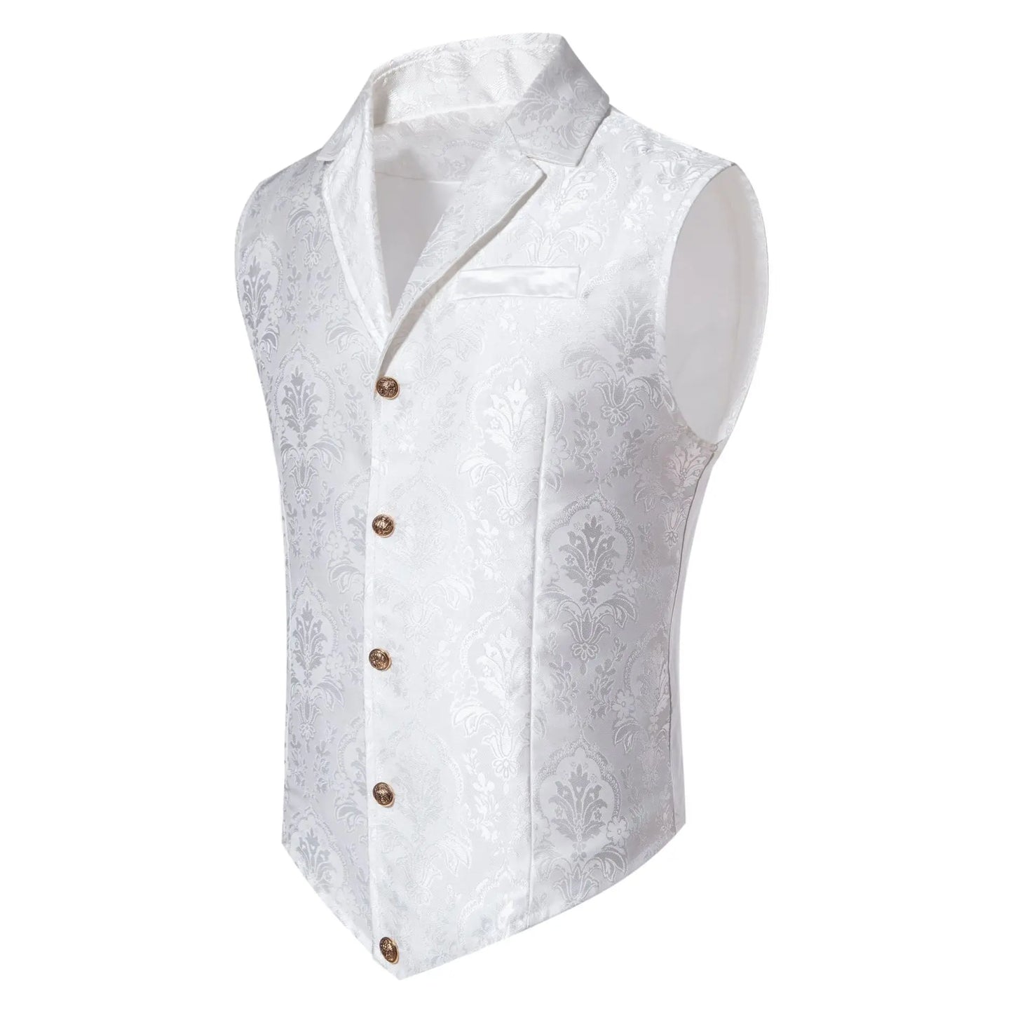 Men's Suit Vest, Jacquard Smart Casual Flip-Front Lapel Vest, Cross-Border Single-breasted Slim Fit Holiday Dress Waistcoat