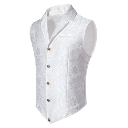 Men's Suit Vest, Jacquard Smart Casual Flip-Front Lapel Vest, Cross-Border Single-breasted Slim Fit Holiday Dress Waistcoat