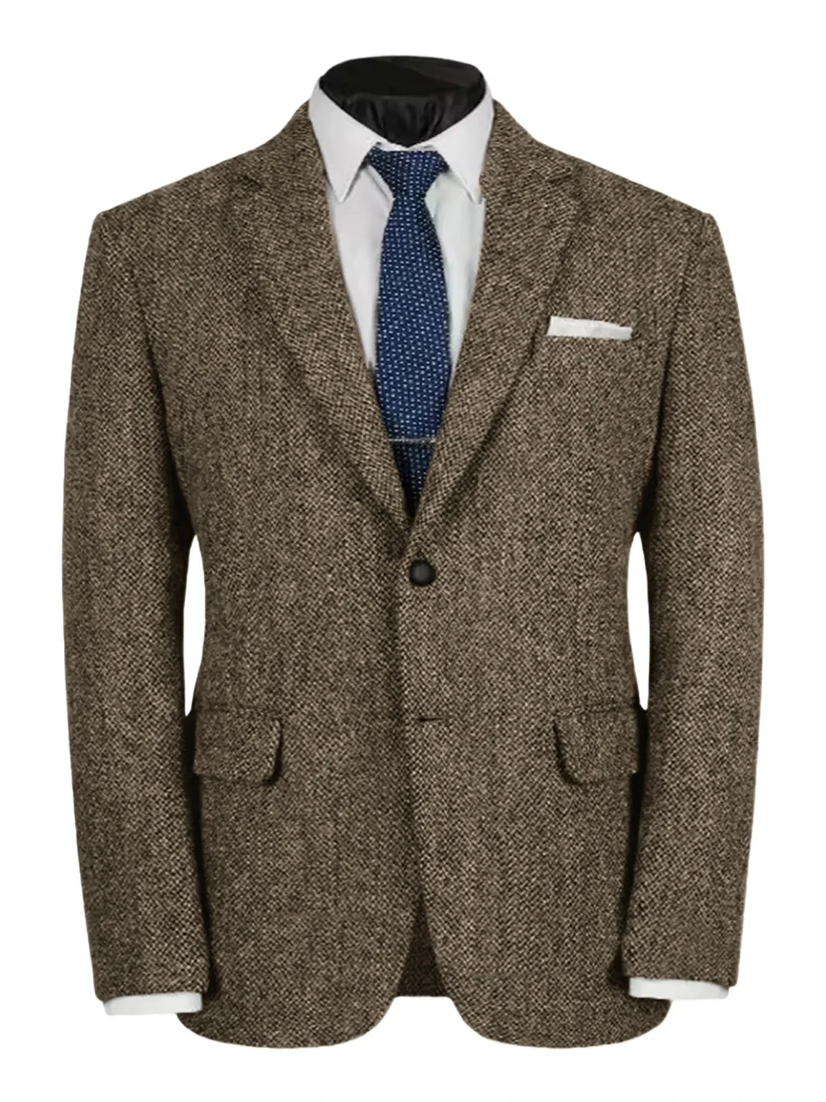 Herringbone Slim Fit Suit Jacket For Men's Single Breasted Business Blazer Casual Jacket Fashion Comfortable Elegant Mens