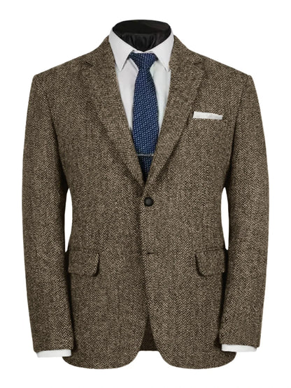 Herringbone Slim Fit Suit Jacket For Men's Single Breasted Business Blazer Casual Jacket Fashion Comfortable Elegant Mens