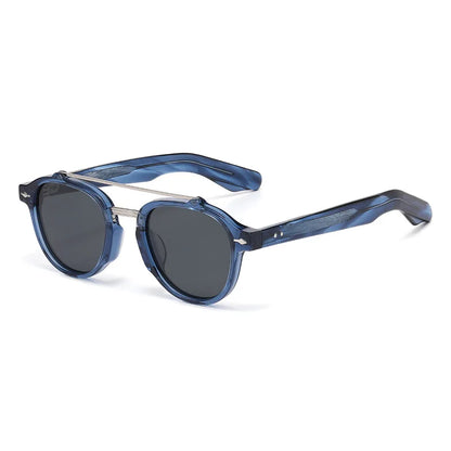 New High-end Flat Top Double Bridges Men Polarized Sunglasses Acetate Square Suneyeglass Women Fashion Retro Gifts Eyewear UV400