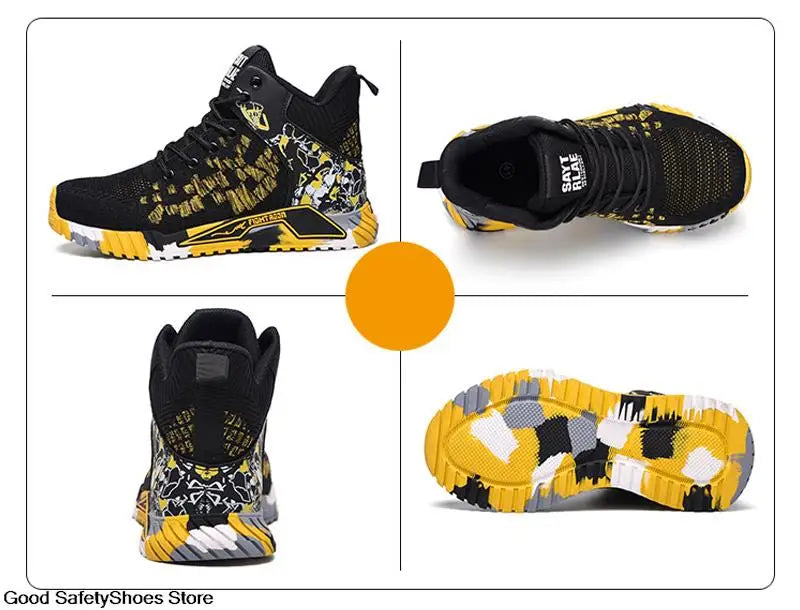 Work Safety Boots Men Work Shoes Steel Toe Safety Shoes Men lightweight Indestructible Boots Anti-puncture Work Sneakers Male