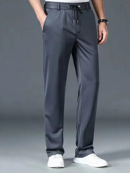 10XL Big Size Men's Summer Casual Pants Straight Fit Elastic Waist Trouser Male Classic Office Plus Large Stretch Zipper Pocket
