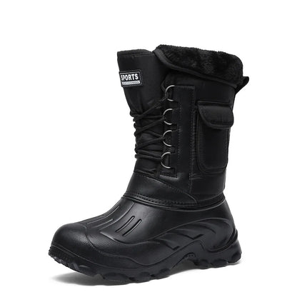 2025 New Men's Winter Boots Platform Men's Snow Boots Warm Thick Plush Waterproof Outdoor Fishing Work Boots Plus Size 40-46