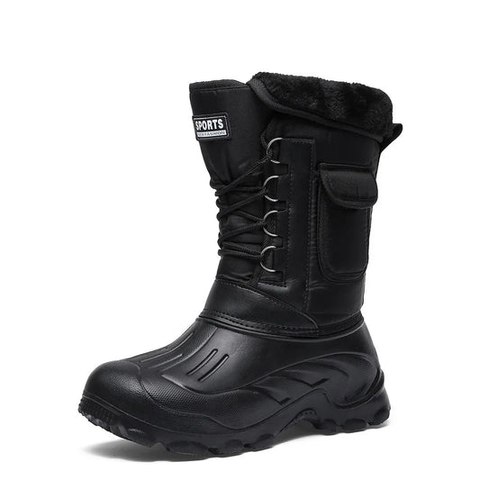 2025 New Men's Winter Boots Platform Men's Snow Boots Warm Thick Plush Waterproof Outdoor Fishing Work Boots Plus Size 40-46