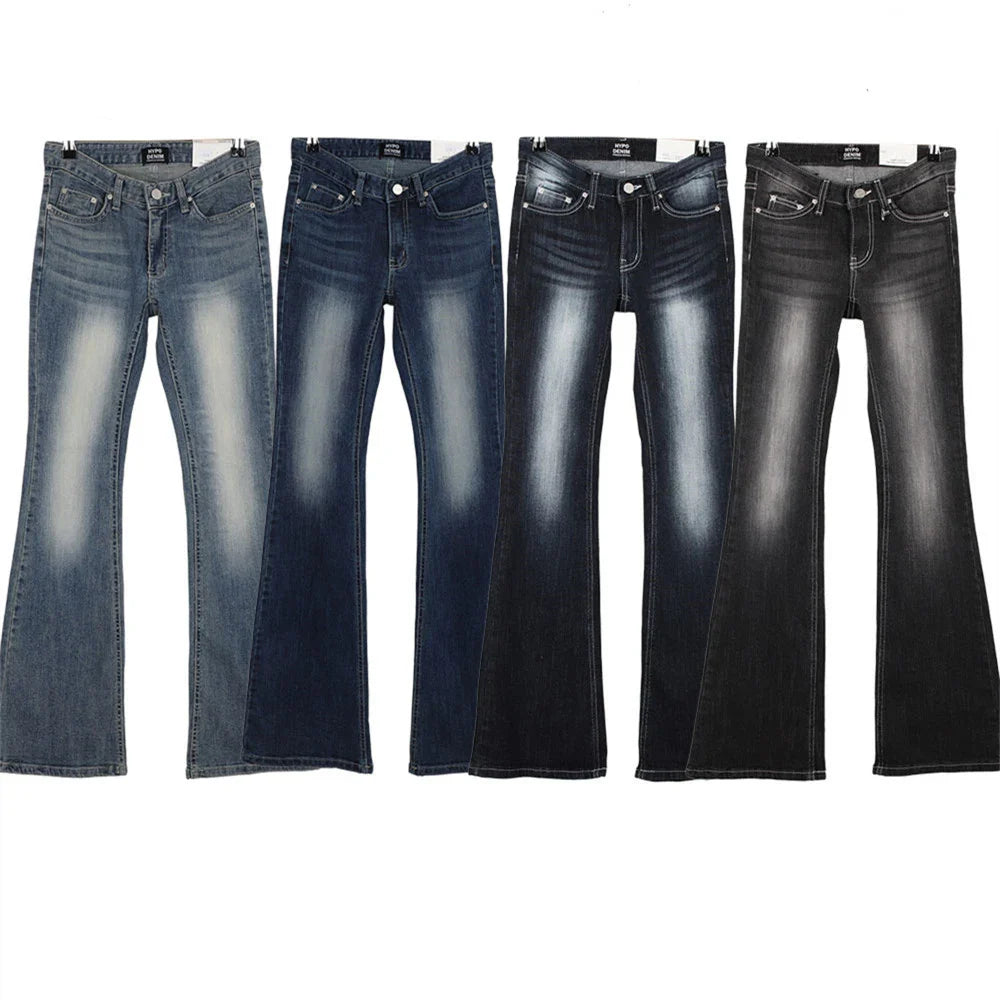 High Waist Sexy Split Denim Jeans Long Leg Lengthening Bell Bot Cotton Stretch Denim Pants for Women Spring Autumn
