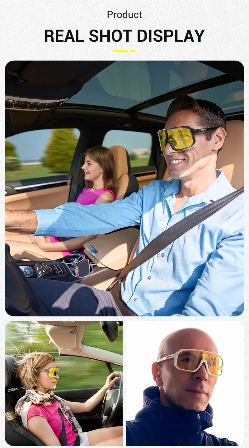 Yellow Polarized Sunglasses for Driving Night Vision Cycling Glasses Fashion MTB Mountain Bike Men Women Casual Glasses