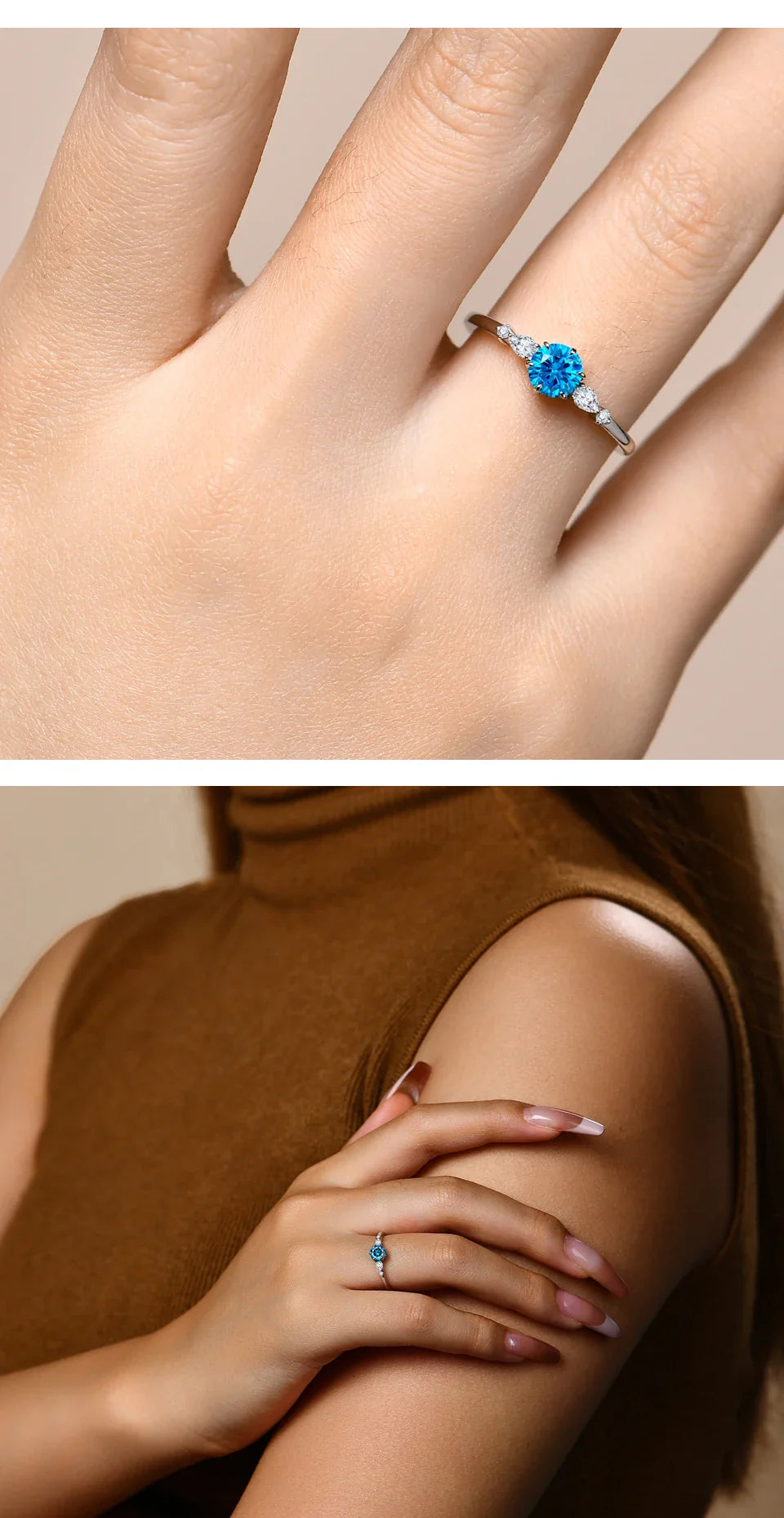 New D Color Round Cut 5.0mm Colorful Moissanite Ring for Women Man Solid 925 Sterling Silver Halloween Jewelry Party