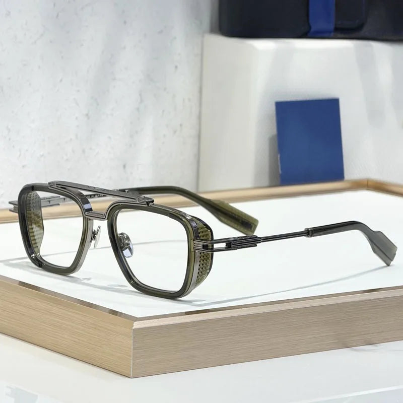 Gradient Square Classical Alloy Sunglasses for Men Women Acetate Luxury Brand Designer UV400 High Quality Eyeglasses with Case