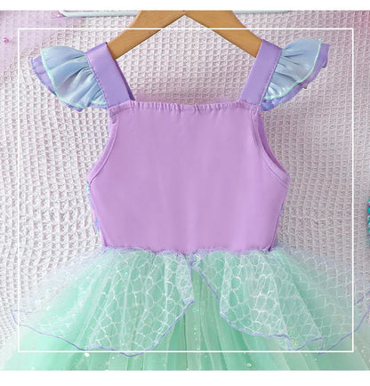 2025 Little Girls Mermaid Dress Ariel Party Clothing Casual Princess Birthday Outfit Wear Summer Elegant Gown