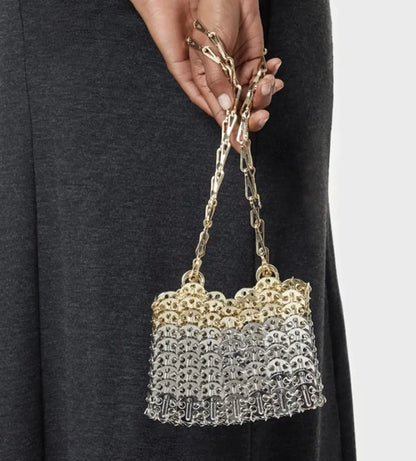 Women's Bag Designer Handbag Aesthetic Bags Hand Woven Metal Gold Silver Splicing Clutch Luxury Holiday Shoulder Bag Tote Bag