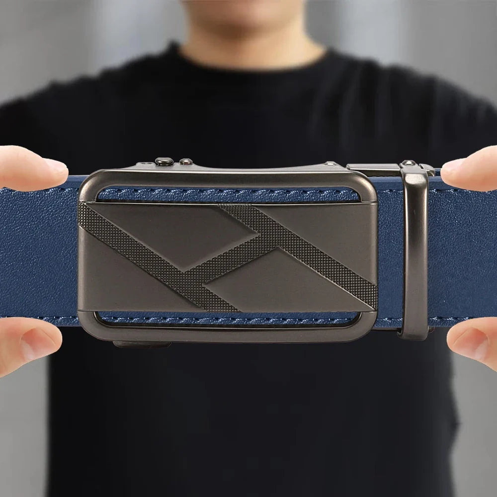 Brand Leather Belts for Men 105cm-135cm Automatic Belt with Ratchet Strap Top Quality Belts Luxury Belts for Men