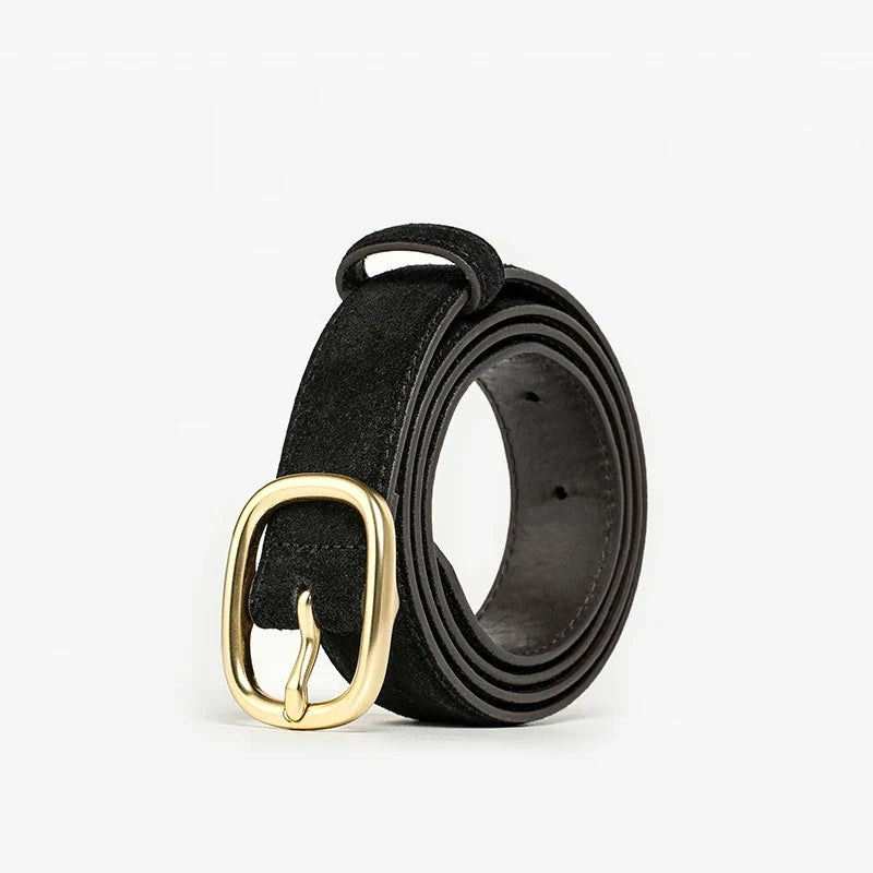 Belt Women Split Leather Trend Elliptical Pin Buckle Accessories All-Match Jeans Waistband Ladies Handmade 91119