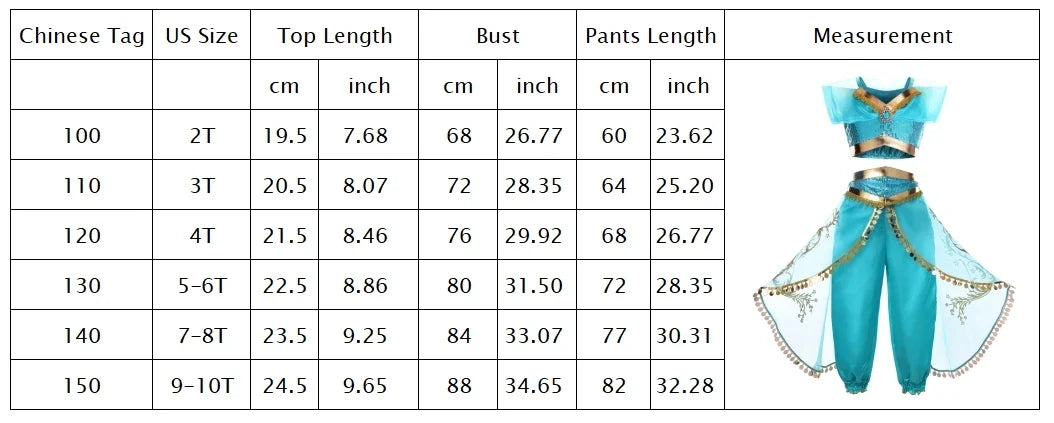 Aladding and the Magic Lamp Jasmine Fairy Costume Princess Dress up for Little Girl Fancy 2026 Halloween Carnival Cosplay Outfit