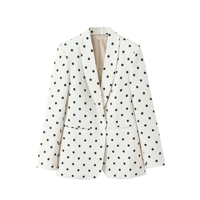 2026 Spring Chic Women Blazer Polka Dot Single Breasted Long Sleeve Blazer New Fashion Office Lady Blazers