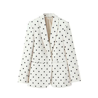 2026 Spring Chic Women Blazer Polka Dot Single Breasted Long Sleeve Blazer New Fashion Office Lady Blazers