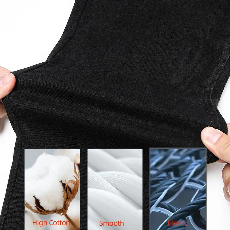 2026 Classic Men Straight Jeans Homme Pantalon Streetwear Soft Black Blue Masculino Denim Mans Pants