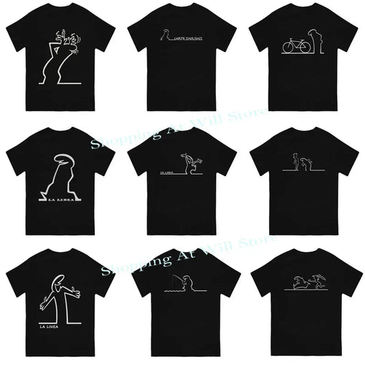 men's and women's casual T-shirts La Linea The Line Osvaldo Cavandoli TV Round neck short sleeved T-shirt Street Clothing S-6XL