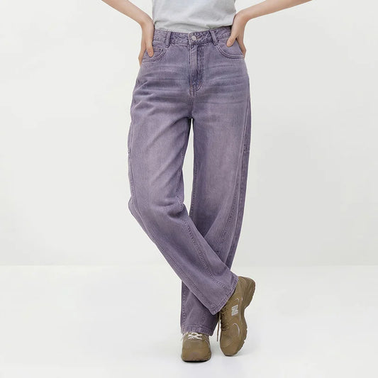 Semir Women Pants Denim Cotton Vintage Distressed Slit Wide Leg Curved Street Style Fashion Cool 2026 Summer Casual Wear Top