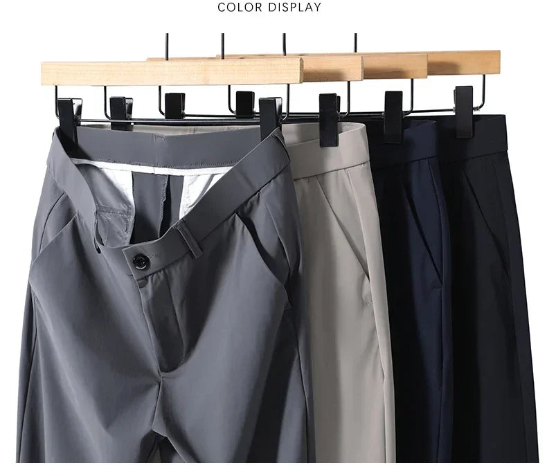 Summer New Stretch Soft Suit Pants Men Thin Fashion Business Elastic Waist Korean Slim Brand Clothes Casual Formal Trousers Male