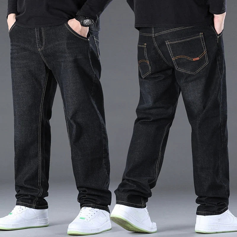 Men's Jeans Pants Big Size 50 High Stretch Denim Fabric Large Size Pants for 45-150kg Jeans Hombre Wide Leg Jeans Pantalon Homme