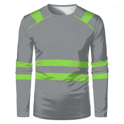 Spring And Autumn High-quality Safety Work Clothes Outdoor Comfortable Long-sleeved T-shirt Men's Oversized Round Neck Top