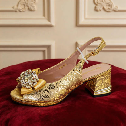 Latest Party Shoes and Bags To Match for Nigerian Luxury Shoe and Bag Set for Party in Women Rhinestone Wedding Bride Shoes
