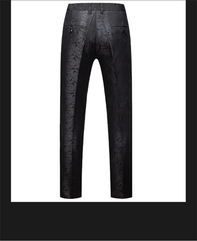 New Men Luxury Jacquard Suit Pants Fashion Wedding Party Groom Dress Trouser