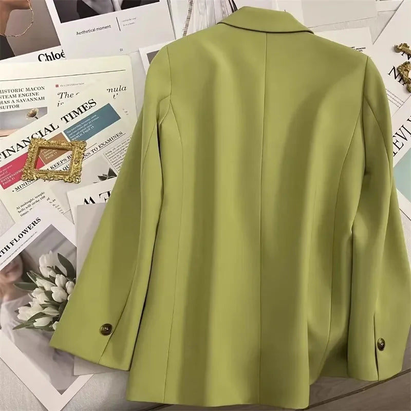 Elegant Office Lady Blazers Women Outerwears 2025Fashion Long Sleeve Single Button Blazer New Autumn Casual Female Coats Jackets