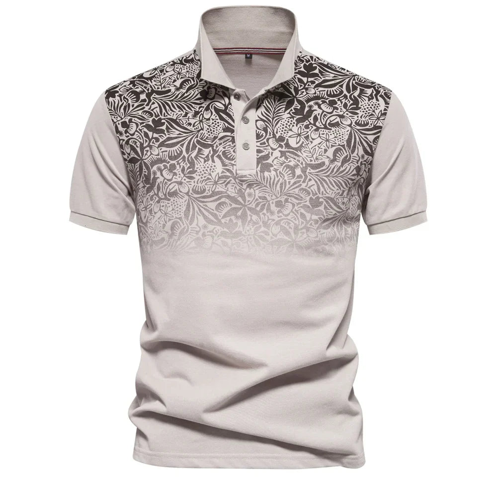 New Design Gradient Printed Cotton Blend Polo Shirts for Men Short Sleeve Summer Fashion Mens Polos