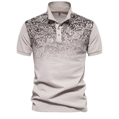 New Design Gradient Printed Cotton Blend Polo Shirts for Men Short Sleeve Summer Fashion Mens Polos