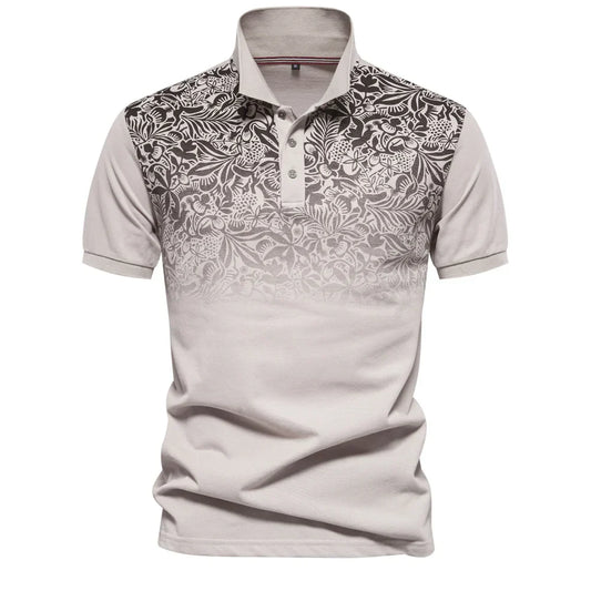 New Design Gradient Printed Cotton Blend Polo Shirts for Men Short Sleeve Summer Fashion Mens Polos