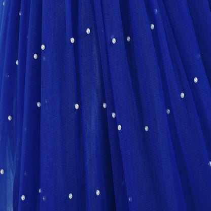 Cinderella Princess Same Cosplay Style Dark Blue Girl Luxury Dress Off-Shoulder Puff Skirt Christmas Party Gift Dress Set