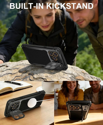 Heavy Duty Military Grade Shockproof Case For iPhone 17 Pro Max Screen Camera Lens Protector Stand Aluminium Armor Bumper Cover