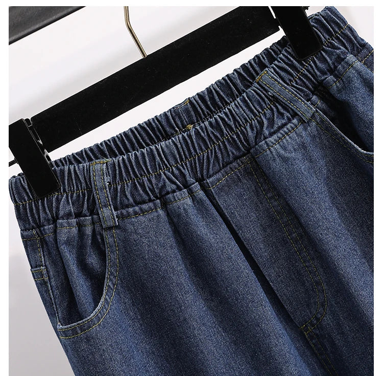 2026 Plus Size Jeans Spring Autumn High Waisted Straight Leg Women's Oversized Pants Loose Casual Wide Leg Jeans With Pockets