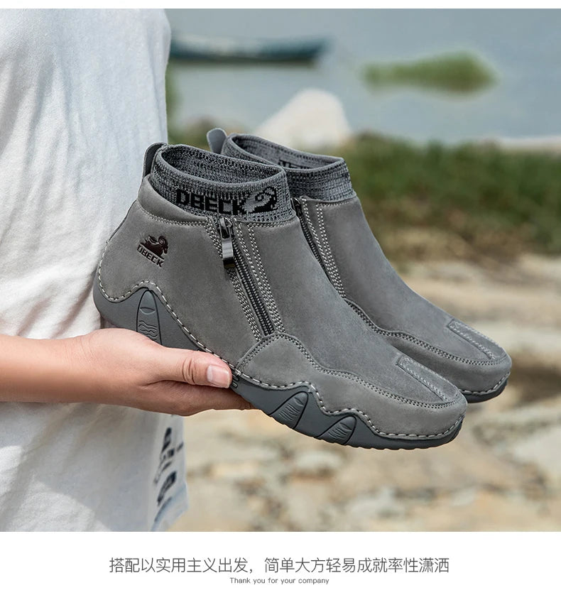 DBECK Men Sneakers Casual Shoes Male High Top Sneakers Winter Warm Designer Fashion Loafers Lace Up Shoes Men Ankle Boots